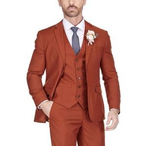 Braveman Rust Suit Vest 44L Tailored Formal Waistcoat NWOT